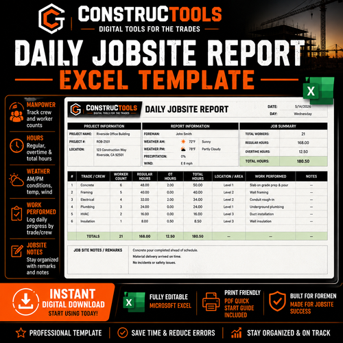 Constructools Daily Jobsite Report Excel template